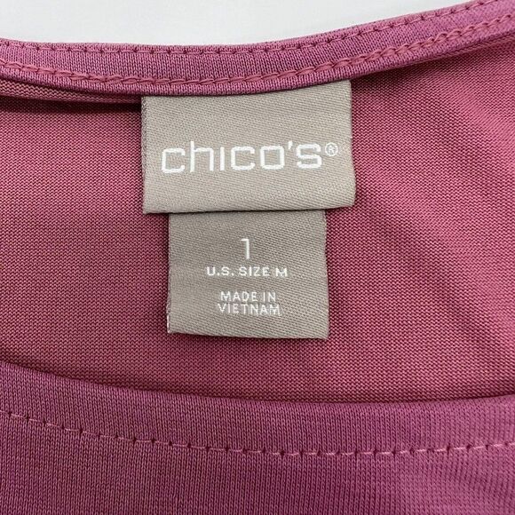 Chicos Pink Knit Short Sleeve Top Modal Size Medium - Picture 2 of 3